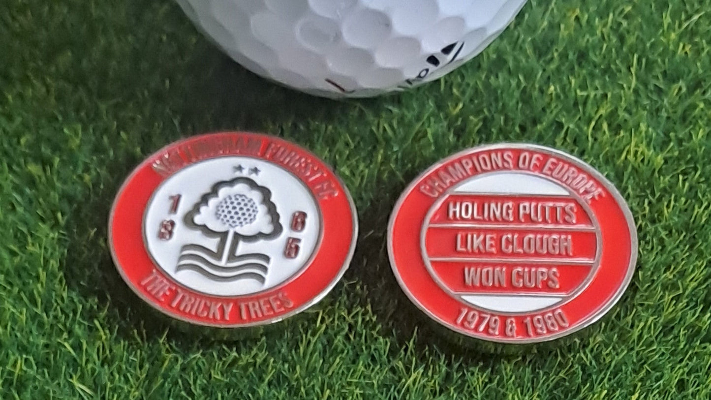 Nottingham Forest Metal Golf Ball Marker with Pitch Mark Tool