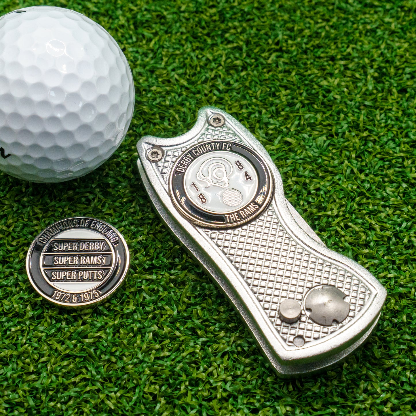Derby County Golf Ball Marker with Pitch Mark Tool