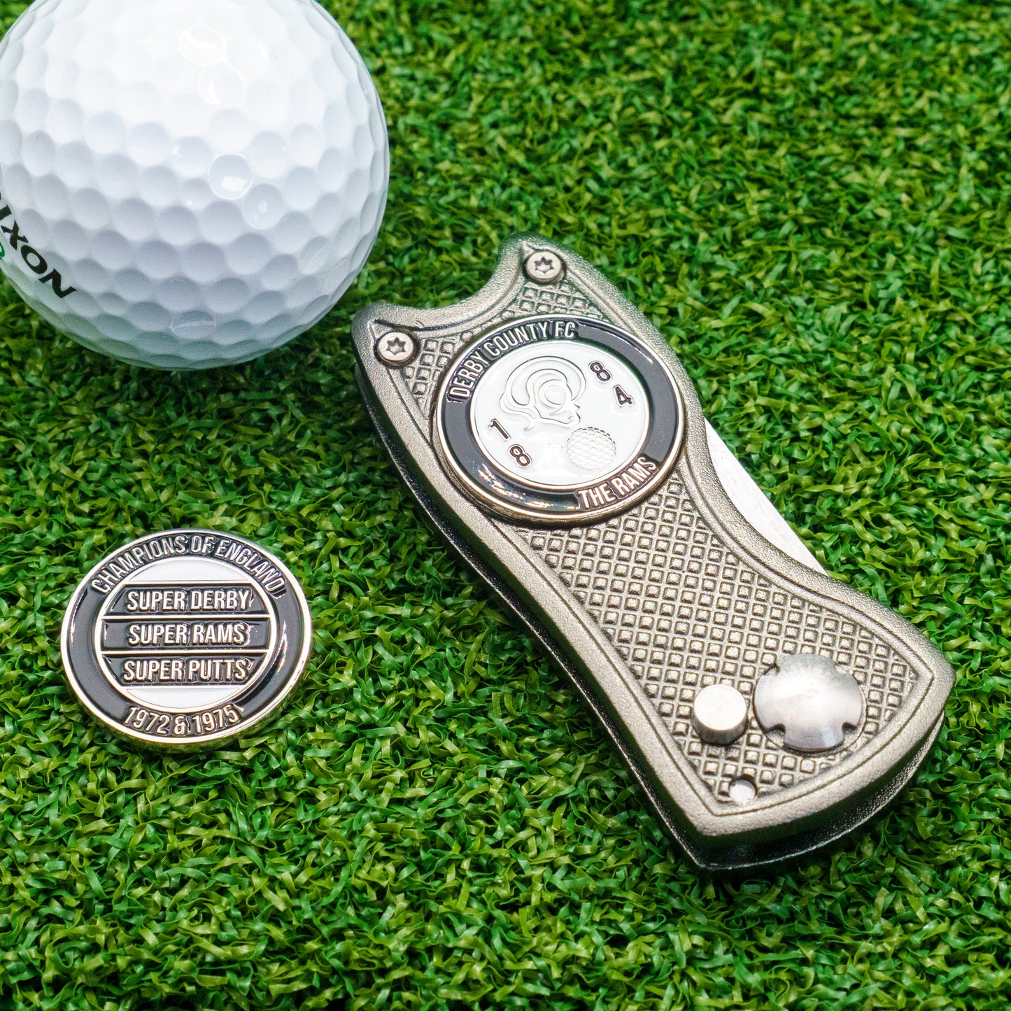 Derby County Golf Ball Marker with Pitch Mark Tool