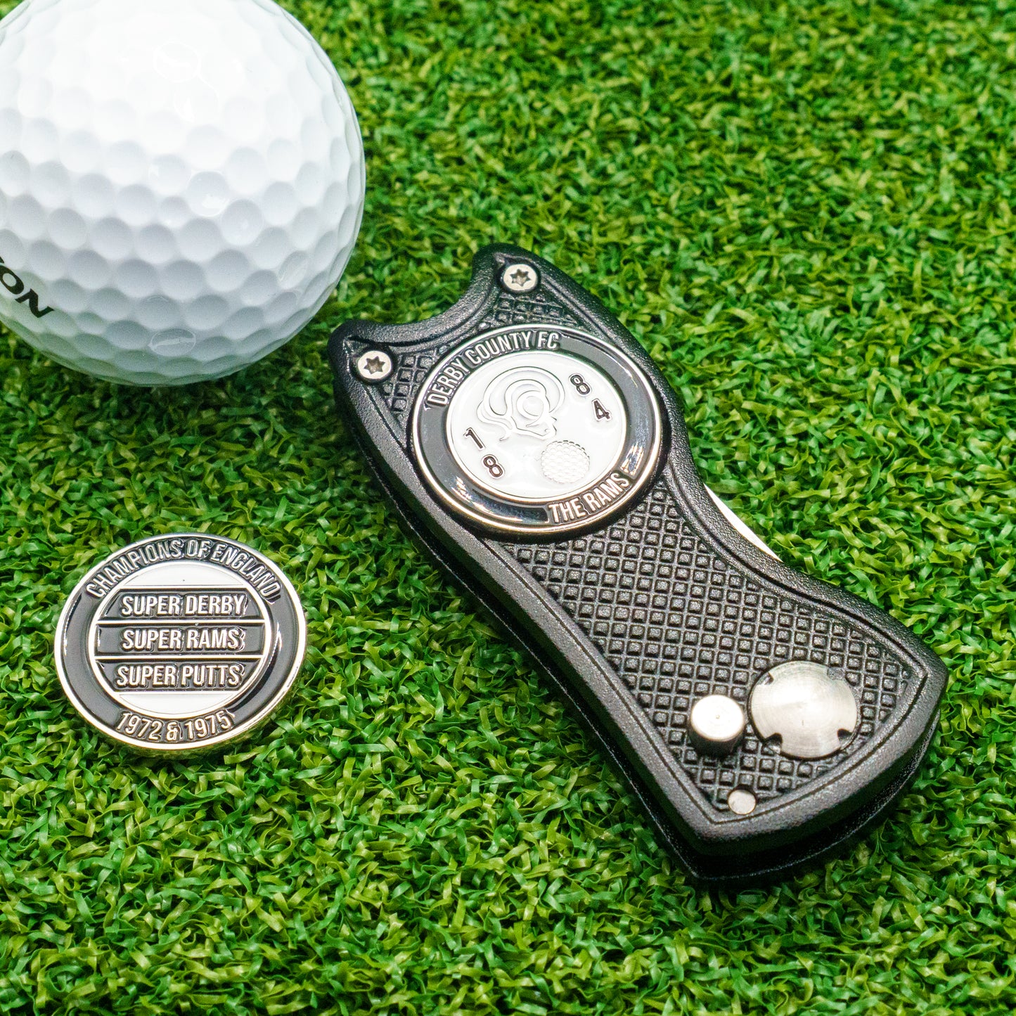 Derby County Golf Ball Marker with Pitch Mark Tool